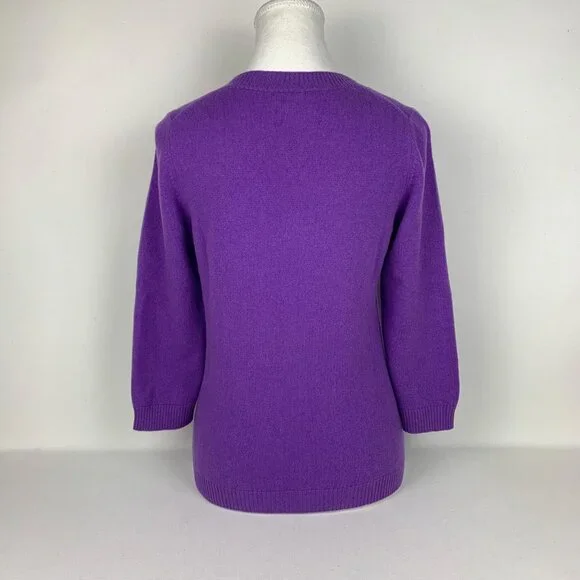 Charter Club Soft Purple Cashmere Sweater - Luxurious S/M Scoop Neck Jumper - Picture 2 of 6